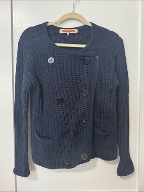 UNIONBAY Navy Blue Knit Double-Breasted Cardigan Sweater